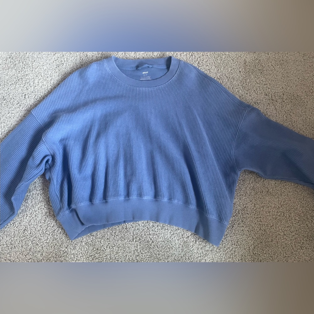 Aerie blue ribbed cropped sweatshirt size S